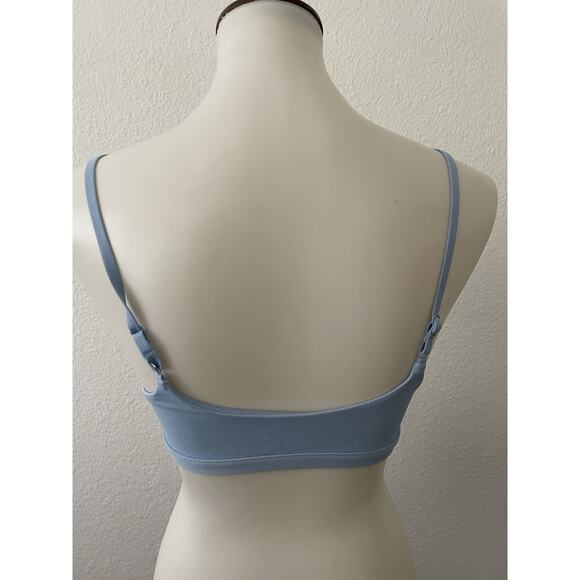 Cos Swim Bikini Top Pullover V Neck Wireless Blue Swimwear FLAW - Picture 6 of 11